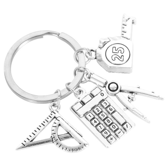 unbranded 3 pcs Fashion Math Tools Keychain Pendant Metal Key Rings Alloy Key Holder