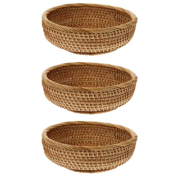 unbranded 3 pcs  Home Kitchen Basket Fruit Basket Rattan Storage Basket Bread Basket