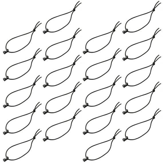 unbranded 30 Pcs Outdoor Ribbon Clip Elastic Rope Buckle Bungee Cord Lifting Straps Black