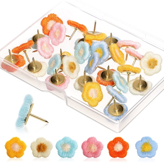 unbranded 30 Pcs Push Pins Cute Thumb Tacks Flower Pins Multi-functional Thumbtacks For Cork Board Photo Display