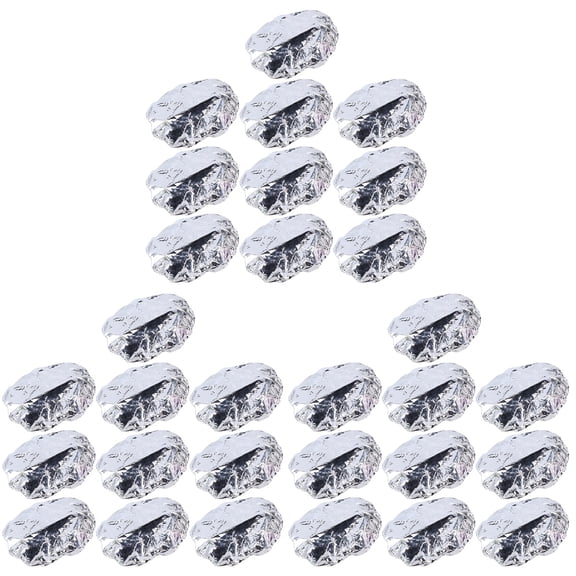unbranded 30 pcs Aluminum Foil Hair Caps Heat Insulation Hair Styling Caps Elastic Coloring Caps for Home Salon (Silver)
