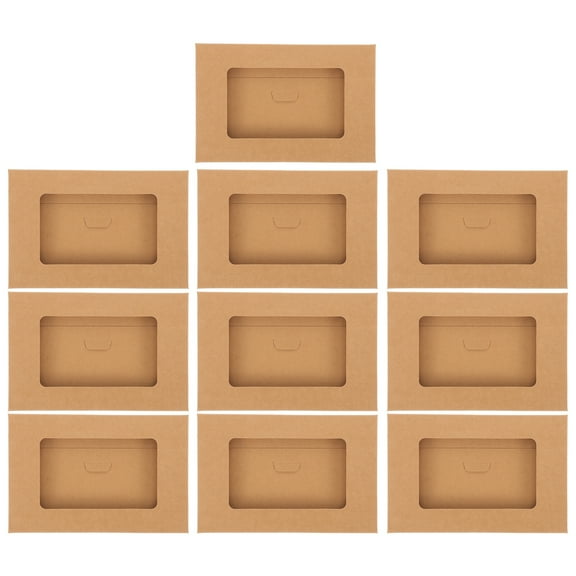 unbranded 30 pcs Delicate Postcard Boxes Kraft Paper Envelop Box Open Window Postcard Box