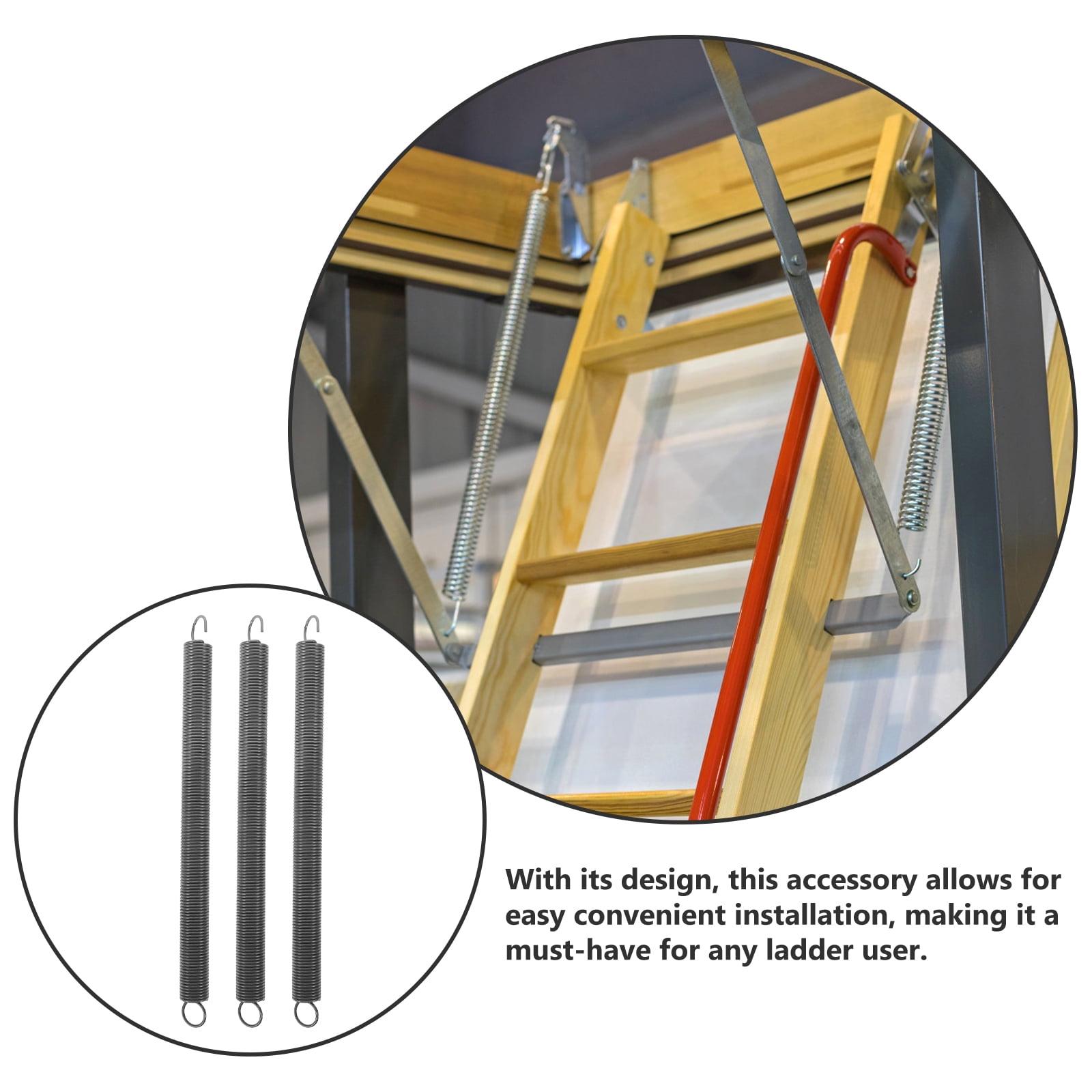 TABLZONE 3-Piece Steel Attic Ladder Spring Replacement Kit for Easy ...