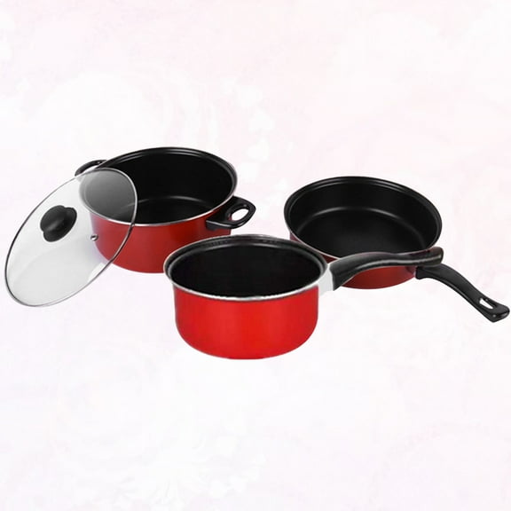 TEHAUX 3-Piece Red Cast Iron and Plastic Kitchen Cooking Tool Set and Easy to Use
