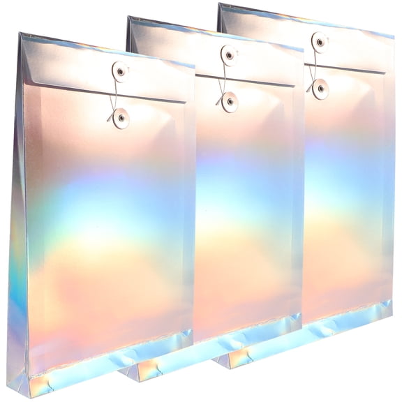 unbranded 3Pcs Project Envelope File Folder Bags Document Bills Storage Bags Holographic Paper File Organizers