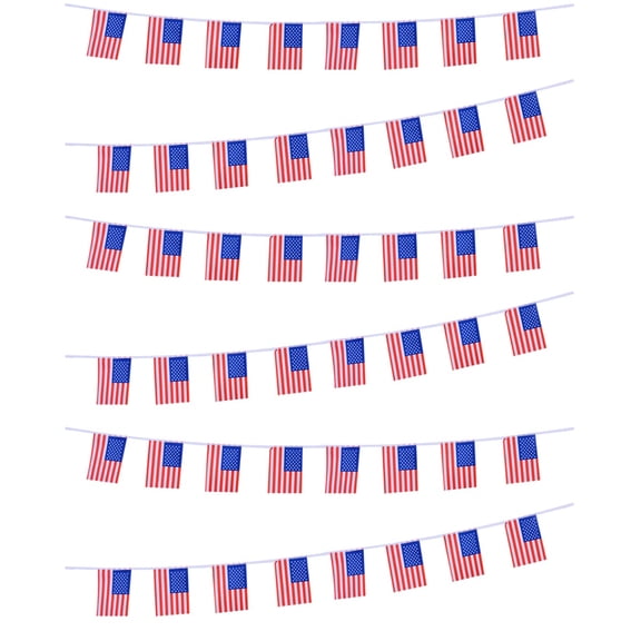 unbranded 3pcs 7M Patriotic American Flag Banner Printed 20 USA Flags Banner for Home Party Pub