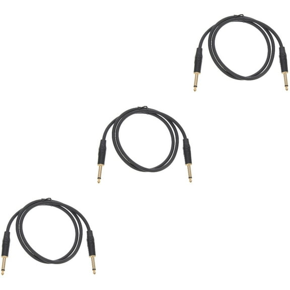 unbranded 3pcs Audio Cable 6.35mm Stereo Audio Cable Professional Speaker Cable for Electric Guitar