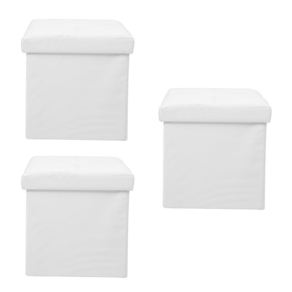 unbranded 3pcs Kids Folding Lidded Storage Box Cube Linen Basket Organizer for Toys Clothes Books 27L (Beige)