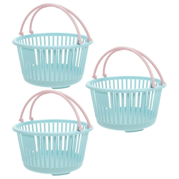 unbranded 3pcs Plastic Fruit Baskets Strawberry Baskets For Boys And Girls Small Shopping Handle Farmers Market Decor