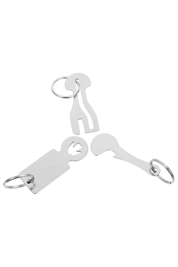 3pcs Shopping Trolley Tokens Quarter Holder Key Rings Stainless Steel Key Rings Portable Trolley Removers For Men Women Grocery Shopping Cart