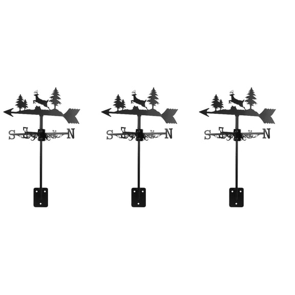 YSNOOWE Iron Deer Weathervane Black Decorative Wind Indicator for Garden Patio