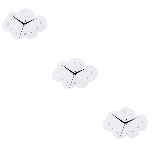 unbranded 3pcs 's Room Cloud Wall Clock Cartoon Room Quartz Clock Household Living Room Bedroom Wall Decoration without Battery