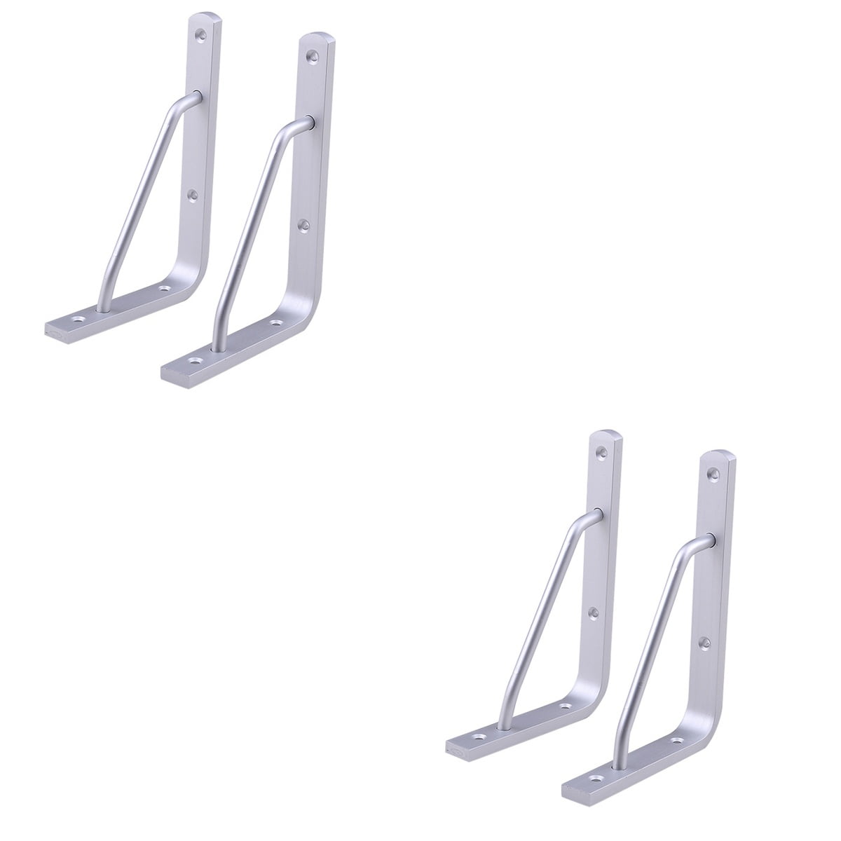 unbranded 4 PCS Heavy Duty Shelf Brackets Thickened Silver Shelf Support Bracket Aluminium Alloy Practical Durable Support Frame for Home (10inch)