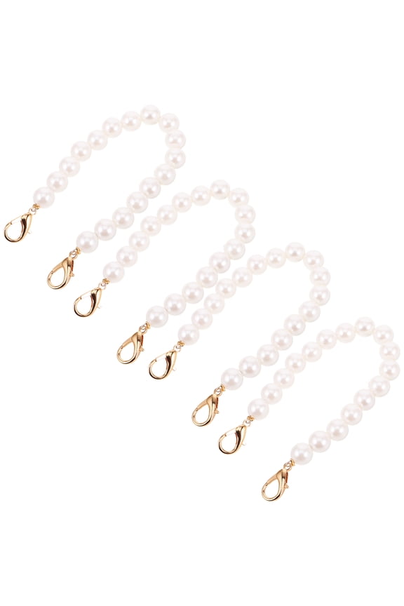 4Pcs White Purse Chain Strap with Metal Clasp for Handbag