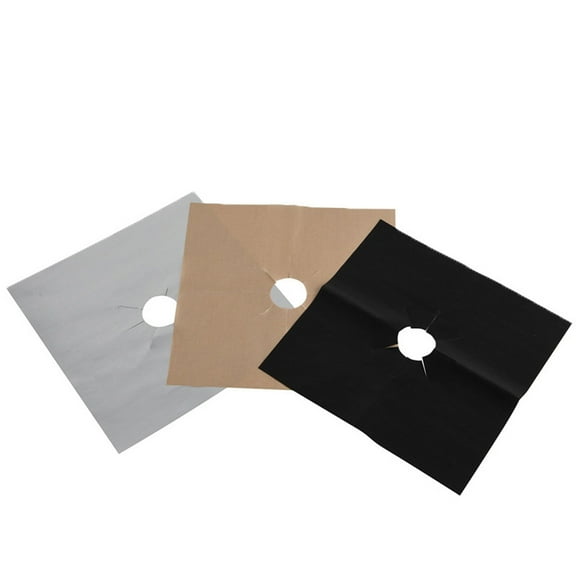 unbranded 4 Pcs 0.12mm Pratical Stove Burner Covers Heat Resistant Gas Range Protector PTFE Reusable Hob Stovetop Liners Clean Mat Pad (Silver)