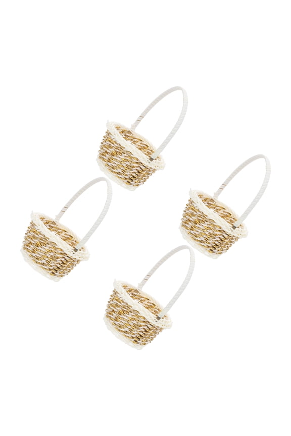 4 Pcs Bins Shopping Basket Natural Color Basket Hand 9X14CM