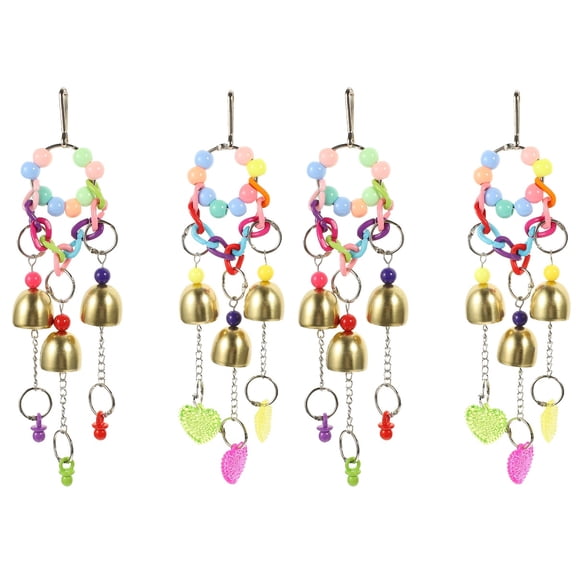 unbranded 4 Pcs Bird Bell Toys Parakeets Bells String Toy Bird Cage Bell Decor Parrot Diversion Bell Toy