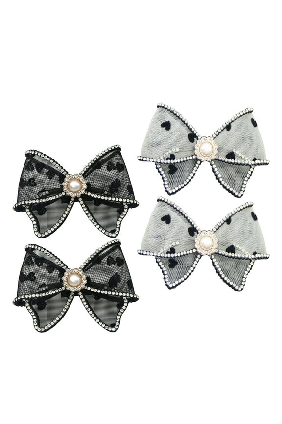 4 Pcs Bow Shoe Buckle Rhinestone Clip Custom Charms Clips Women Silver Wedding Decor Decoration