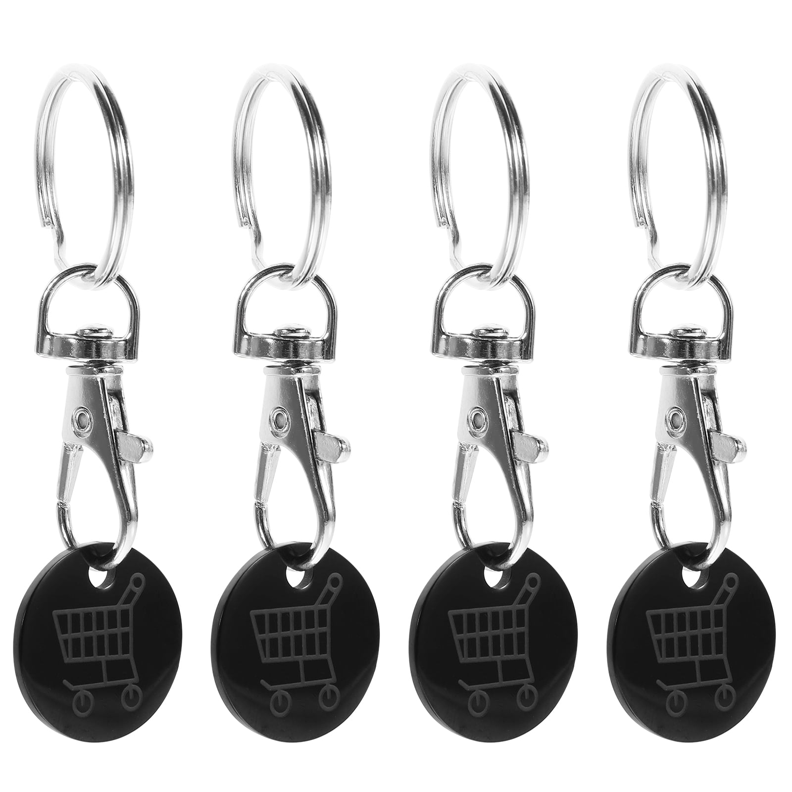 Cabilock 4-Pack Stainless Steel Shopping Cart Token Keychain – Trolley Coin Holder, Quarter Substitute