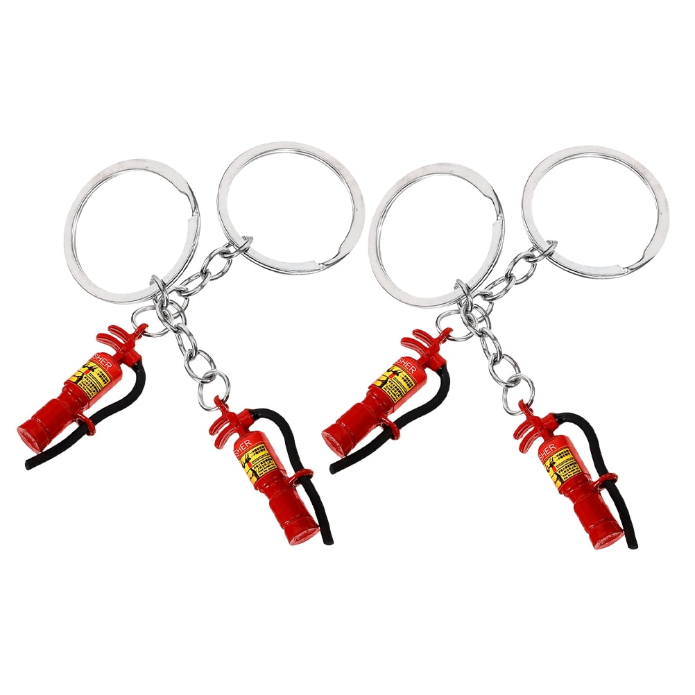 Red Zinc Alloy Firefighter Extinguisher Keychain for Hanging Keys Ideal ...
