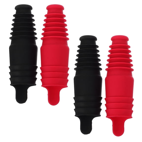 LITINKIMI Black Cork Wine Stoppers for Red Wine, Leak Proof, Set of 4 Bottle Seals