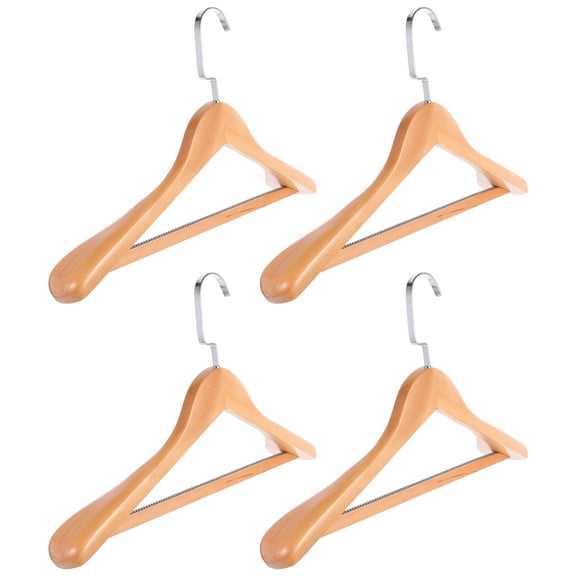 FELTECHELECTR Natural Wood Suit Hangers Coat Hanger Wide Shoulder 4Pcs 15.72X9.31X2.16In