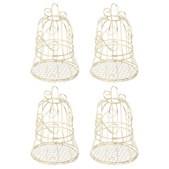 LITINKIMI Bird Cage Feeder Golden Iron 4Pcs Multi Bird Feeding for Indoor Use