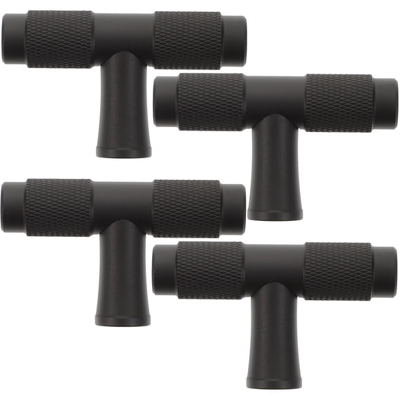 HEANUJJ 4pcs Round Knurling Drawer Pulls Black Metal Dresser Handle Replacement