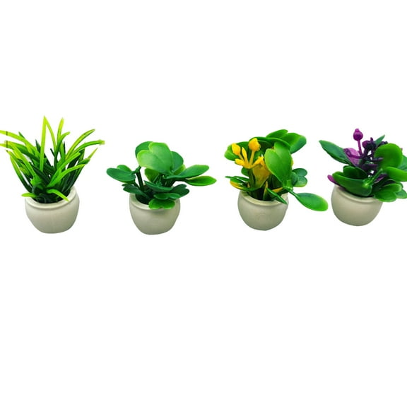 unbranded 4 Pcs Fake Plant Figurines Miniature Plant Model 2.5X3CM Green