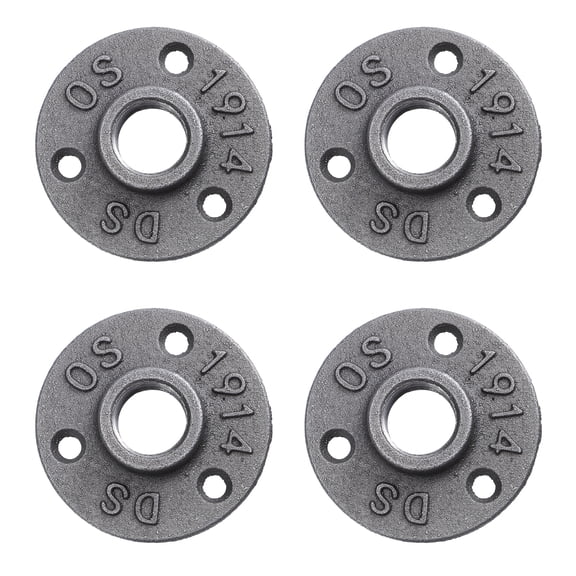 unbranded 4 Pcs Flange Mount Industrial Pipe Flanges Traditional Decor 7x7cm Dark Grey