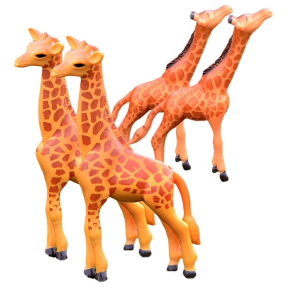 unbranded 4 Pcs Giraffe Figurine Micro Landscape Decoration 7.60X4.60X3.00CM Orange
