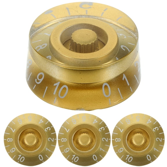 Houderco Guitar Volume Knob Acrylic Golden 4Pcs 1.1x0.5In