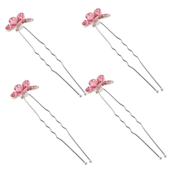unbranded 4 Pcs Hair Pins Hairpin for Bun Girl Child Bride 7.30X1.60X1.00CM Pink