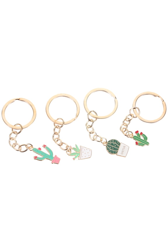Key Chain Cactus Decoration Keychain Green Alloy 4pcs Portable Backpack Accessory