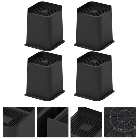 WHAMVOX Heavy Duty Furniture Risers for Home Use, Set of 4 Black Bed Risers, 1.5 Inch Height for Sofa, Couch, and Bed
