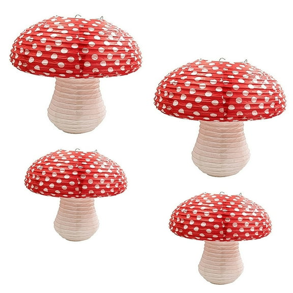 unbranded  4 Pcs Mushroom Paper Lantern Light Inflatable Holder Christmas Lanterns Child Baby