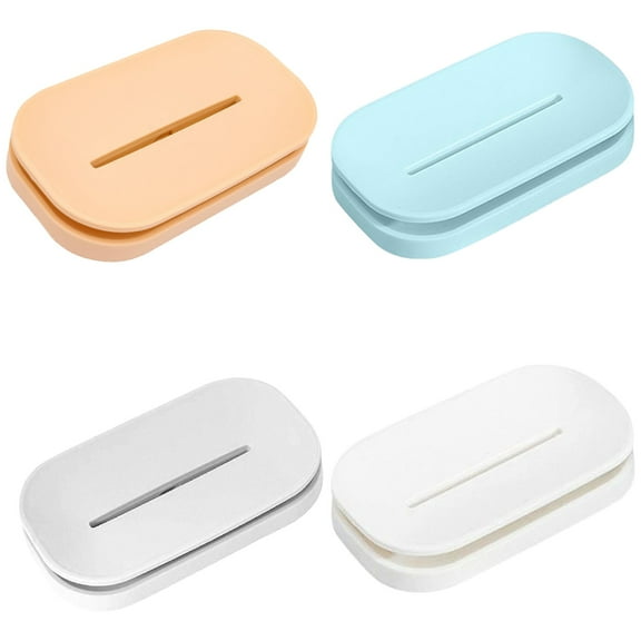 unbranded 4 Pcs Packaging Cup Soap Box Soap Dish Soap Organizer Travel 12.6x7.2x2.2cm