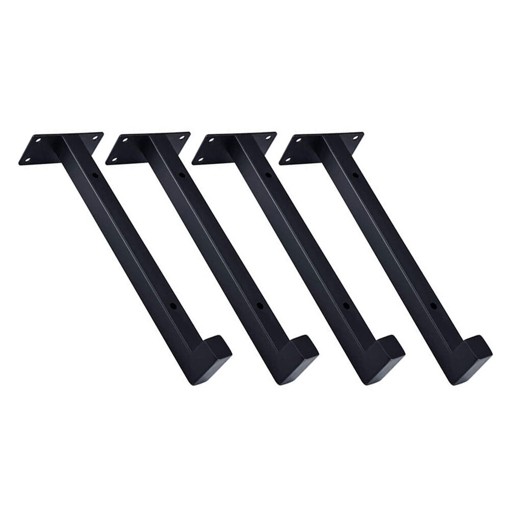 4-Pack Black Shelf Support Brackets 20x8.2CM Heavy Duty Wall Mount Holders for Home Storage and Organization