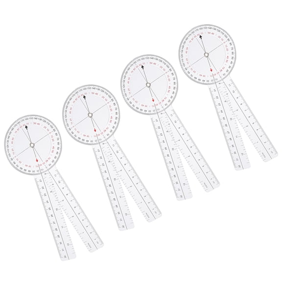 FOMIYES 4-Pack Clear Plastic Rotary Goniometer Angle Finder Protractor Tool for Precise Measurement and Accurate Use