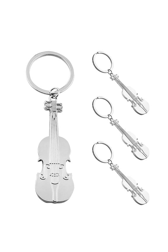 WHAMVOX 4pcs Violin Keychains Made from Durable Zinc Alloy for Key Silver Color