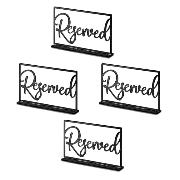 unbranded  4 Pcs Reserved Table Mark Signs Coffee Bar Wedding This Way Dinner Office Banquet Black