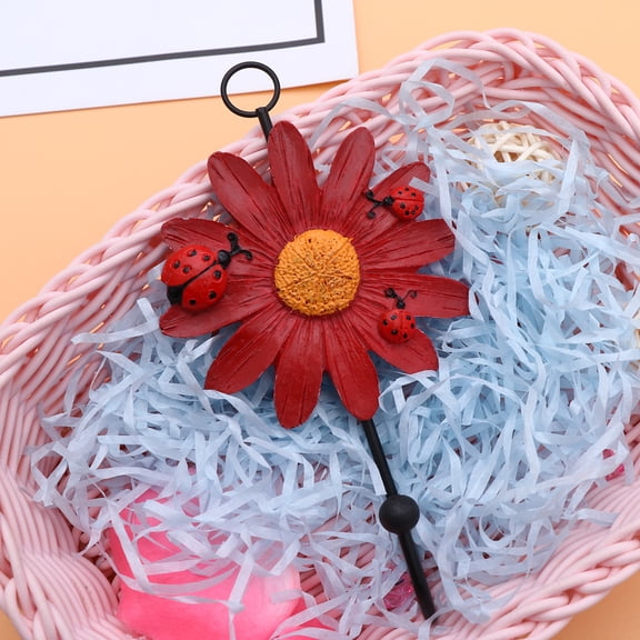 WHAMVOX Red Daisy Decorative Resin Hooks for Home Decor Organization Ideal for Bedroom Living Room Kitchen Bathroom 4pcs