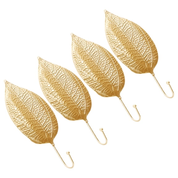 unbranded 4 Pcs Wall Mount Coat Hanger Leaf Hook 18.50X8.10X0.10CM Golden