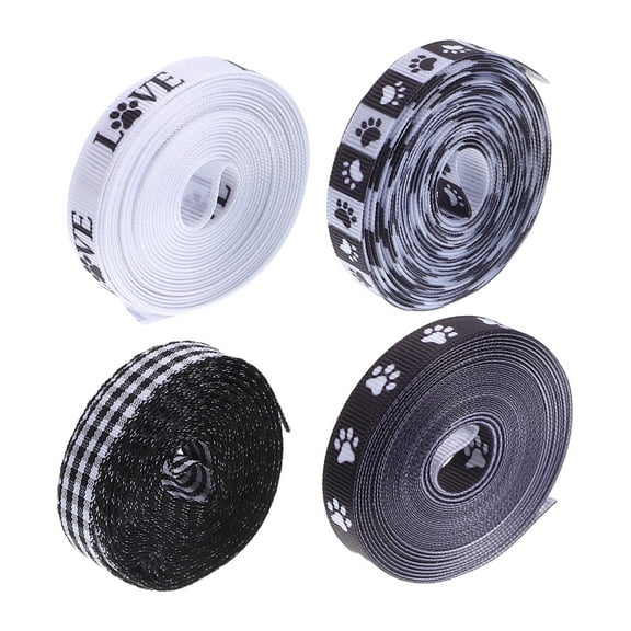 unbranded 4 Rolls DIY Pet Supplies Cute Ribbon Threaded Cat Claw Print
