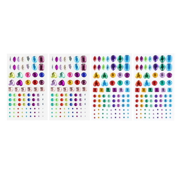 unbranded  4 Sheets Rhinestone Beads Display Hotfix Rhinestones Round Gems Stickers