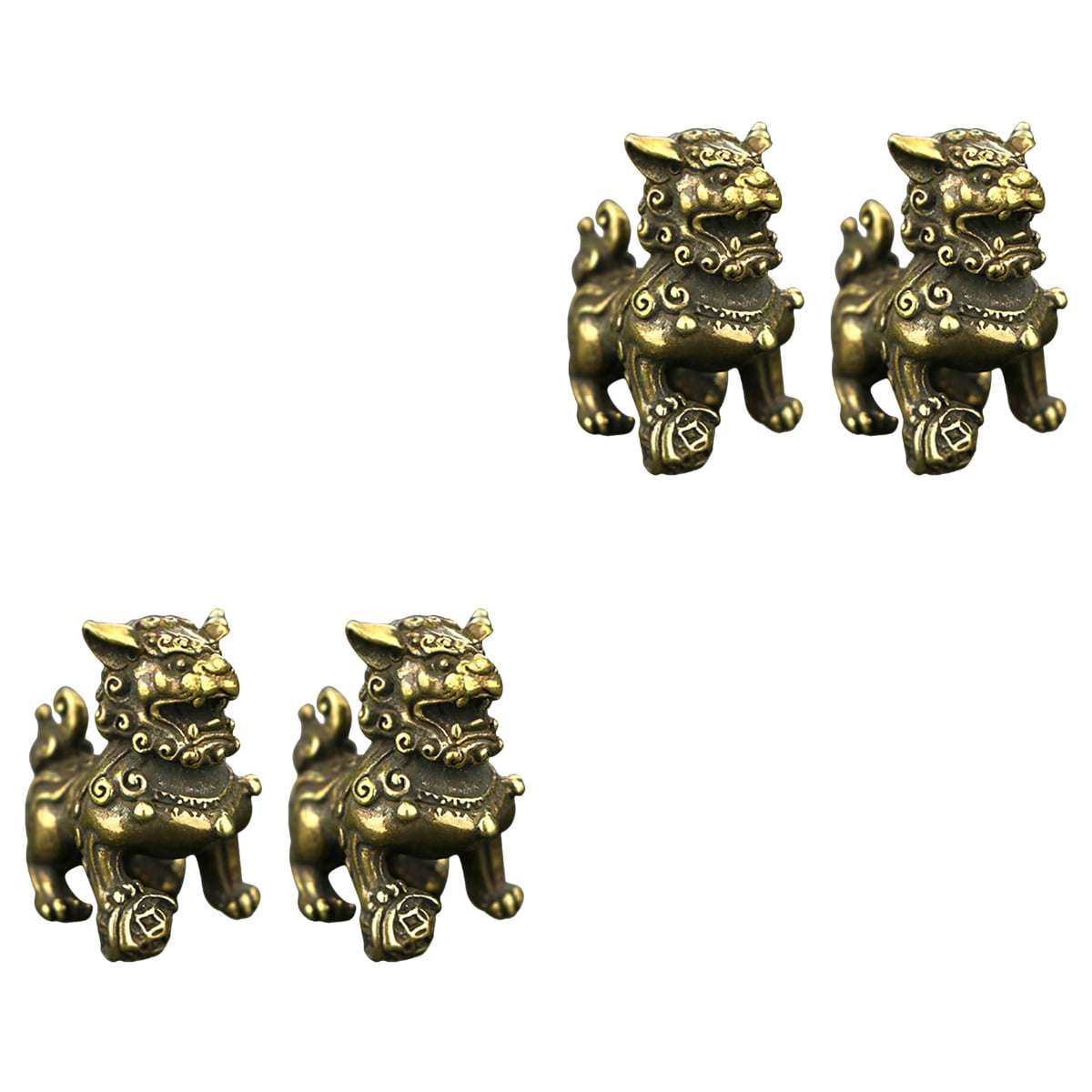 unbranded 4 pcs Lion Sculpture Adornments Mini Lion Decoration Office Home Pet