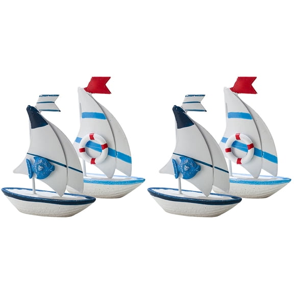 unbranded 4 pcs  Mediterranean Style Sailboat Models Nautical Style Sailing Boat Ship Decor Home Decoration