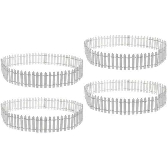 unbranded 4 pcs Miniature Ornament Fence Wood Picket Fence- Landscape Ornament for Pot DIY Diorama 90cmX 5cm White