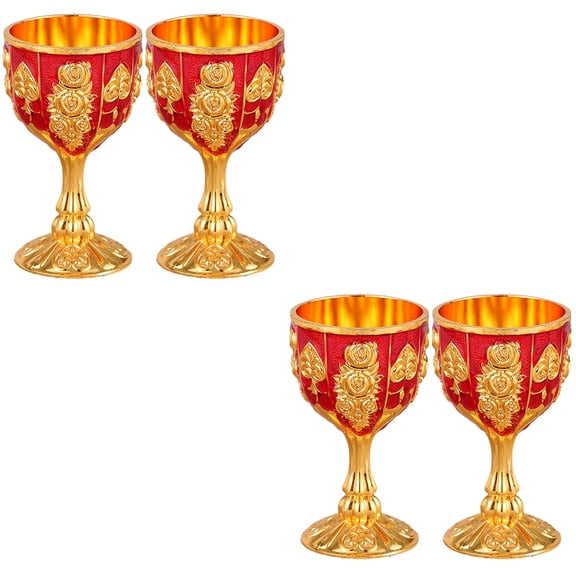 unbranded 4 pcs White Wine Cup European Style Small Goblet Embossed Goblet Liquor Cups