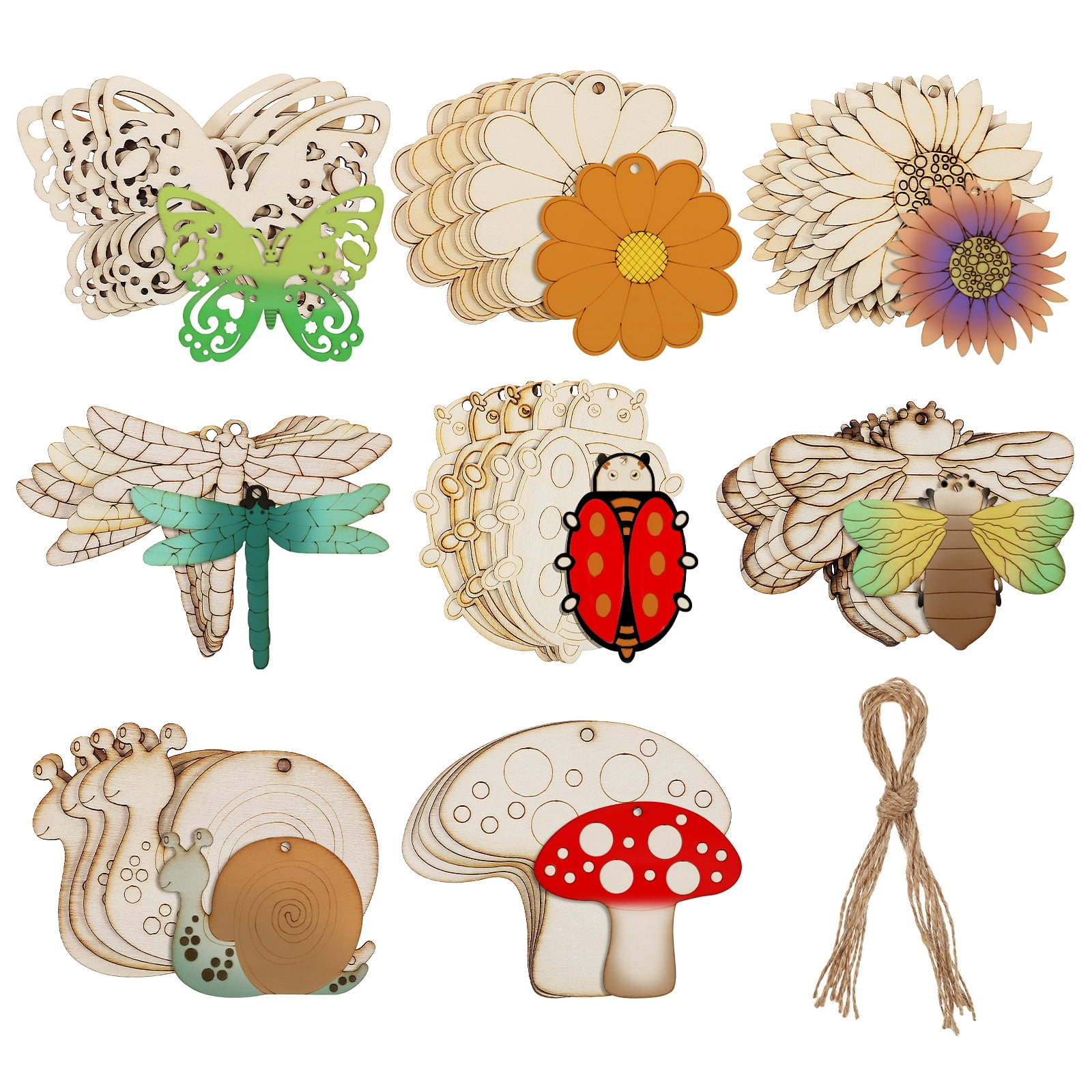 unbranded 40 Pcs Craft Blanks Insect Wood Chip Pendant Child - Walmart.com